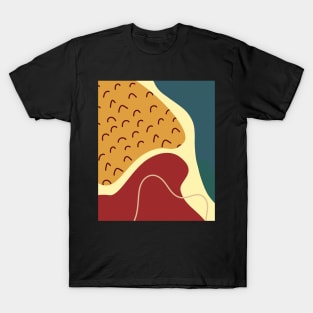 Warm Toned Sguiggle  Boho Abstract Shapes  Design T-Shirt